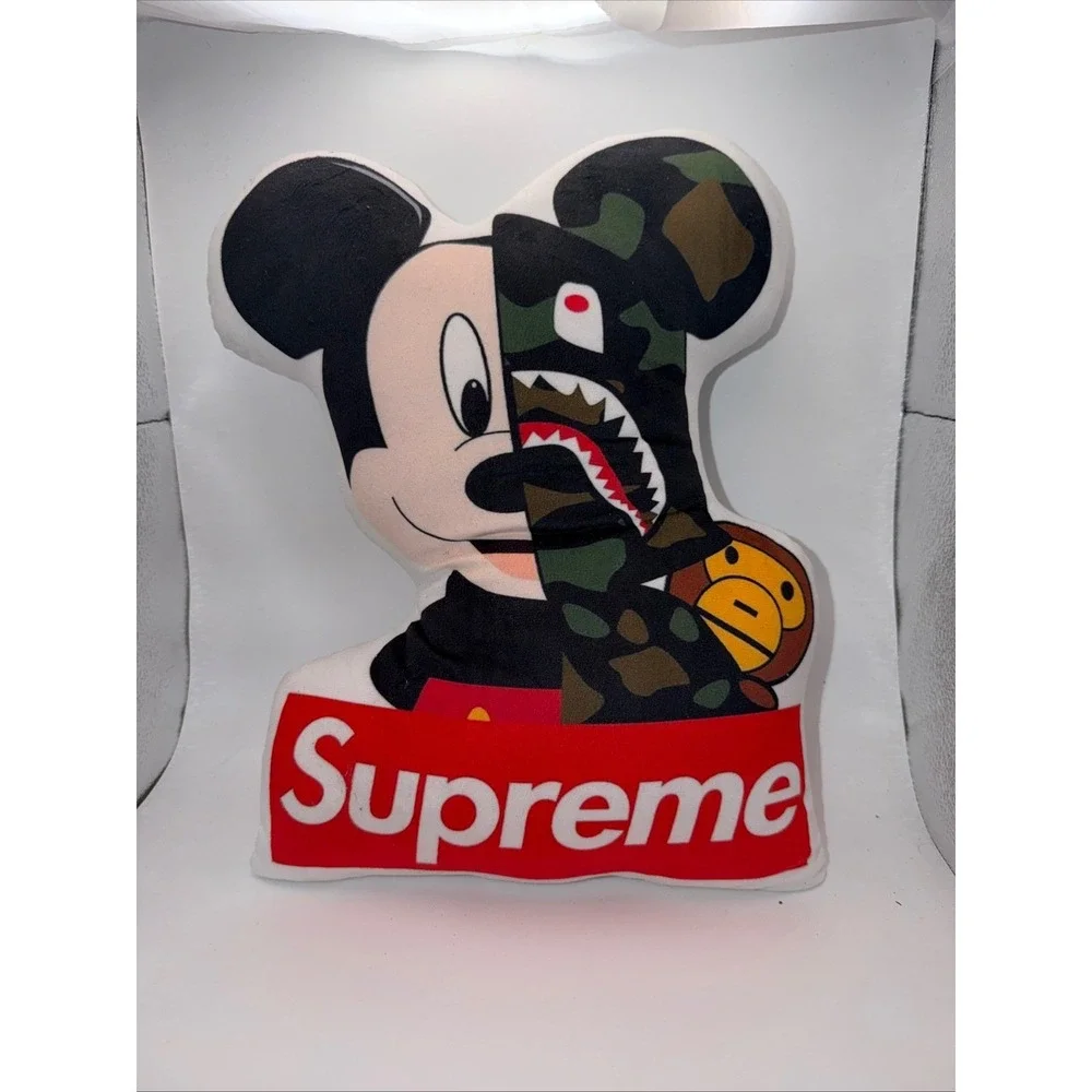 BAPE Supreme‎ Mickey Mouse Shark Camo Baby Milo Plush Pillow Streetwear Decor